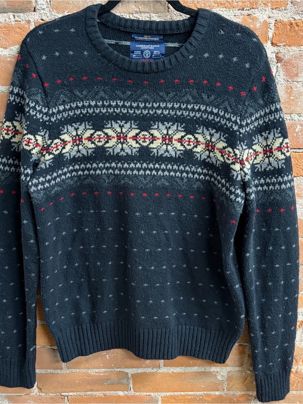 American Eagle Outfitters Navy Fair Isle Athletic Fit Nordic Sweater Men’s M
